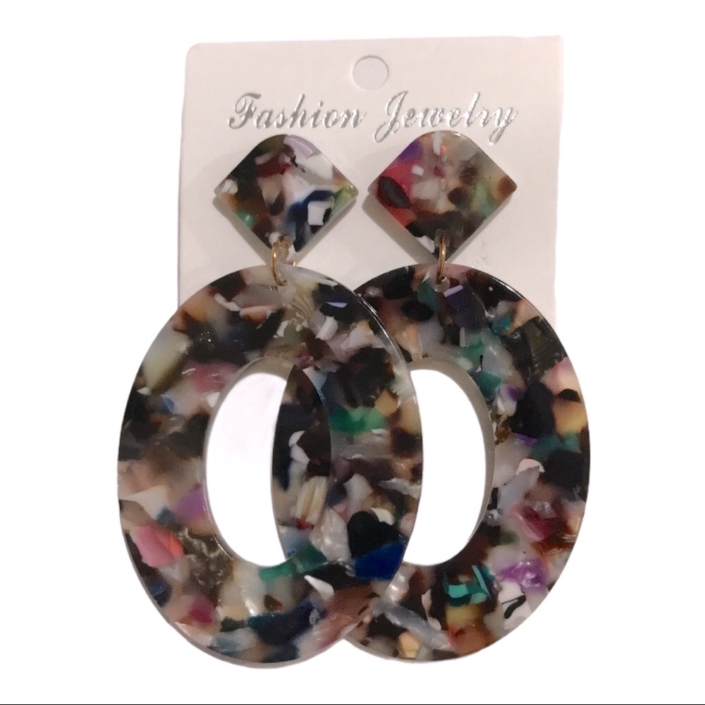 Colorful Marbled Acrylic Drop Earrings